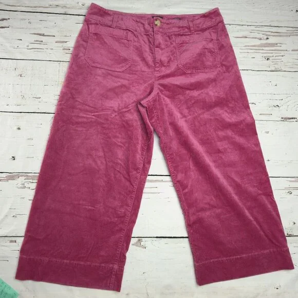 Maeve The Colette Pink Corduroy Wide Leg Crop Pants - Picture 2 of 9